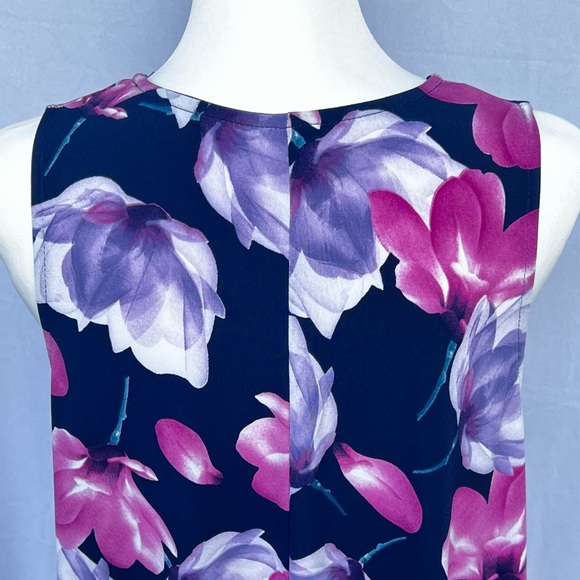 Navy w/ Floral Print Shift/Tunic style sleeveless Dress/Top - Picture 8 of 11